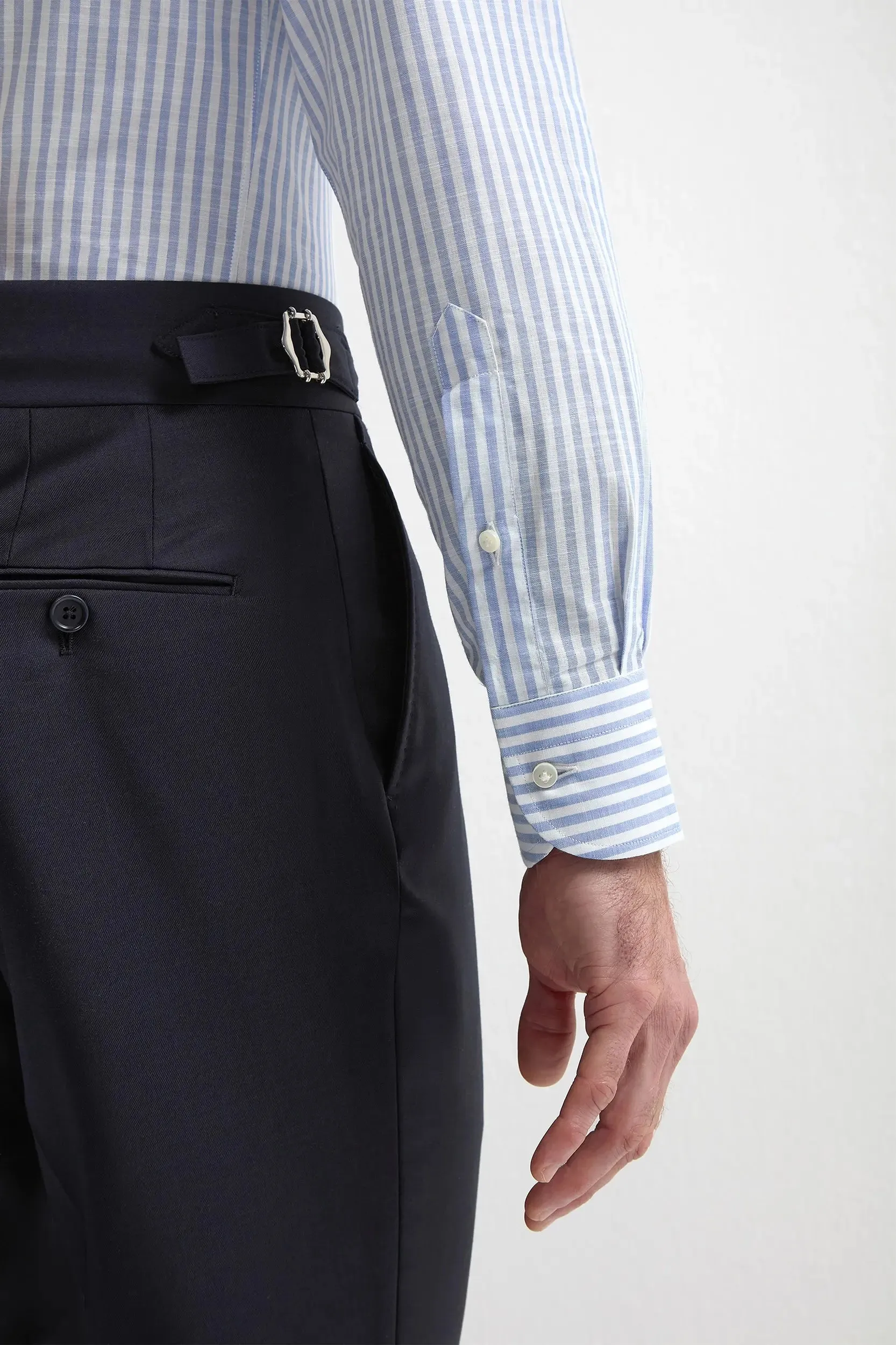 Button down light blue striped shirt ??Sartoriale collection??- Made In Italy No Slip Shoulder Grip Relaxed Comfort