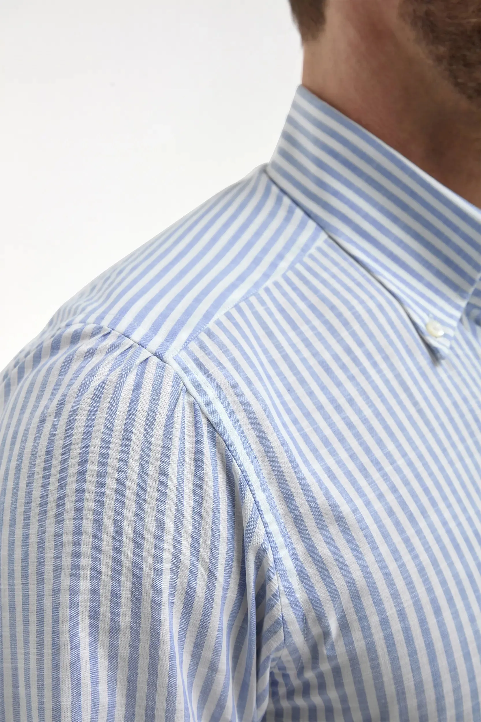 Button down light blue striped shirt ??Sartoriale collection??- Made In Italy Country Charm Anti Cling Fabric