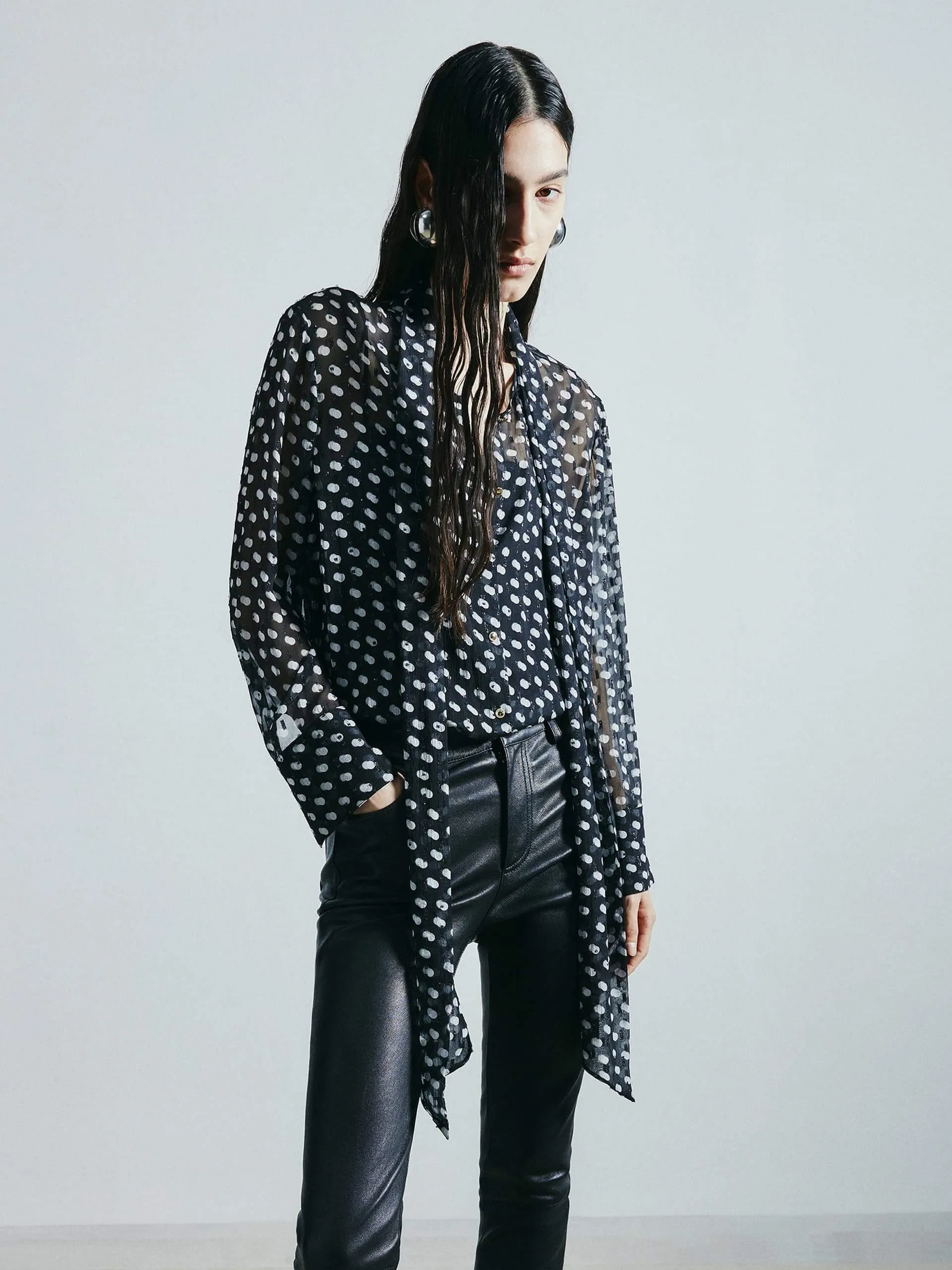 Polka Dot Silk Shirt Active Design adult clothing