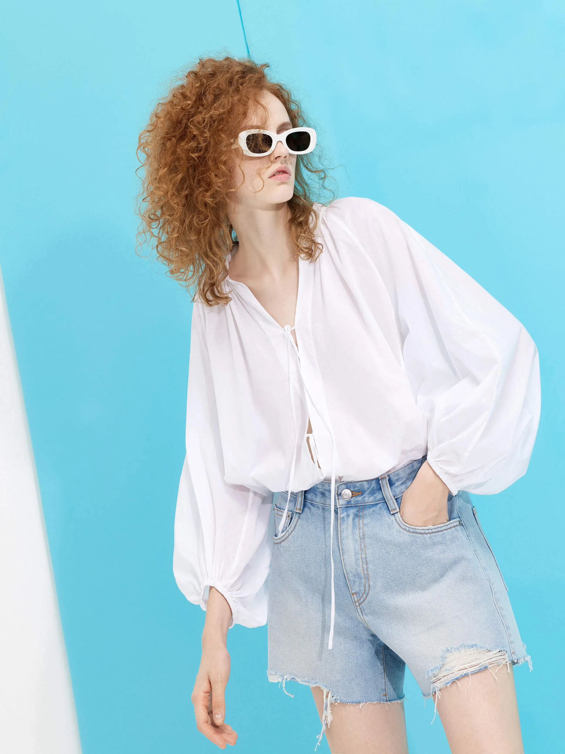 Everyday Comfort birthday celebration Strap Tie Detail Cotton Shirt