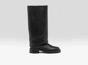 Work Utility zipper Leala Brushed Leather Boots  (252 / W / BLACK)