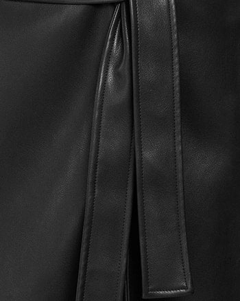 Elastic Leather' Wrap Coat | Black