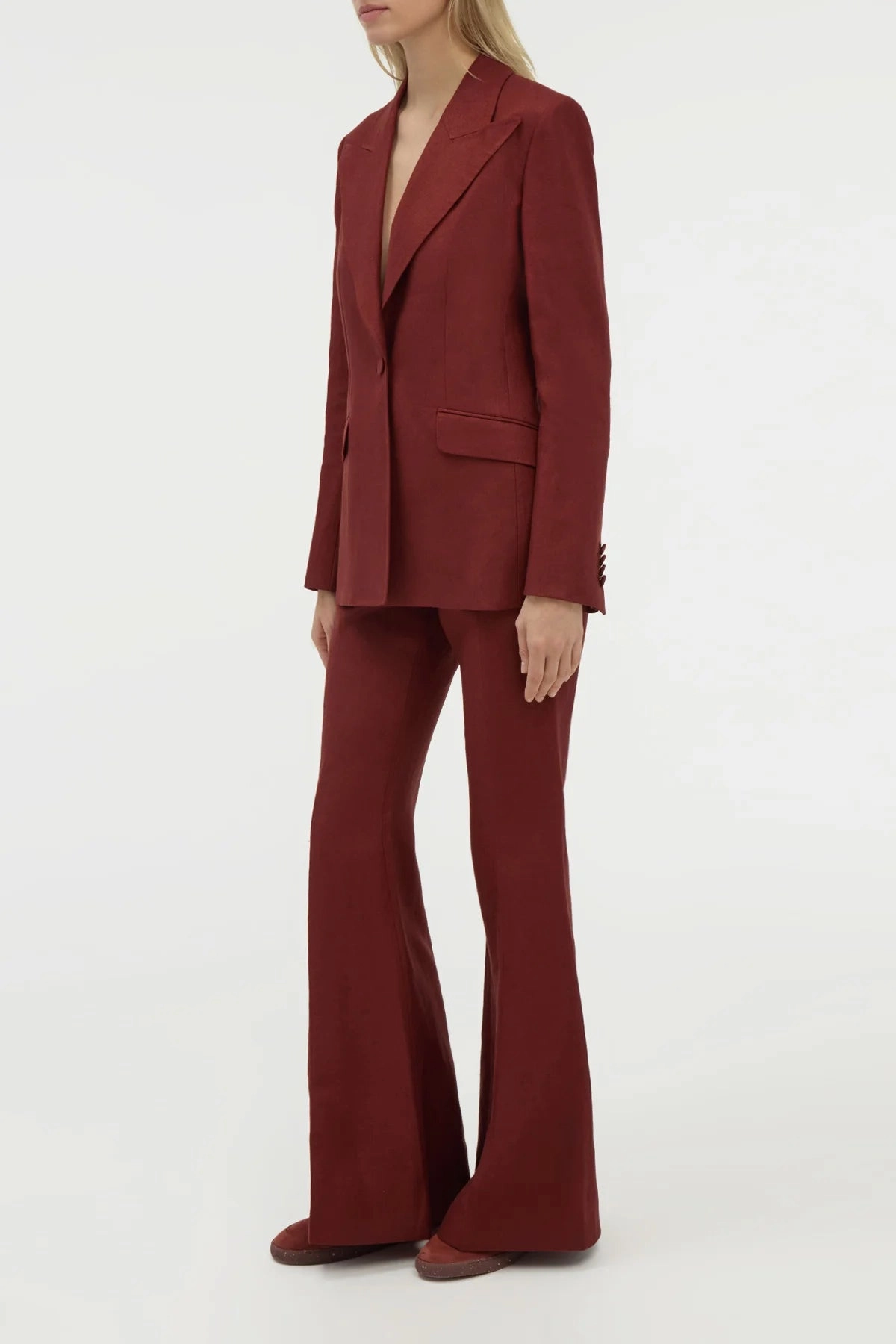 Chic office attire Eco Dye Processes Leiva Blazer in Burnt Sienna Linen Twill