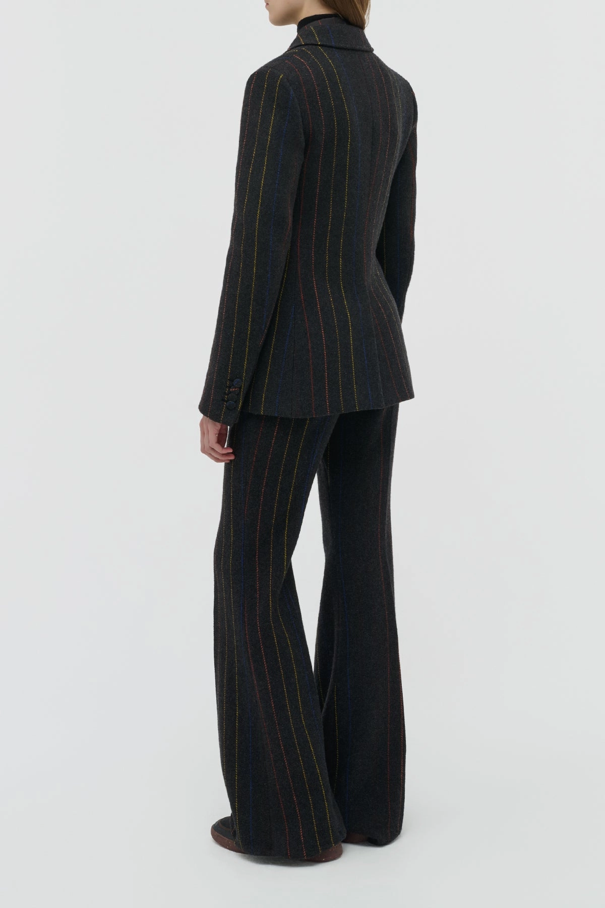 Business Professional Leiva Blazer in Charcoal Multi Pinstripe Wool Cashmere