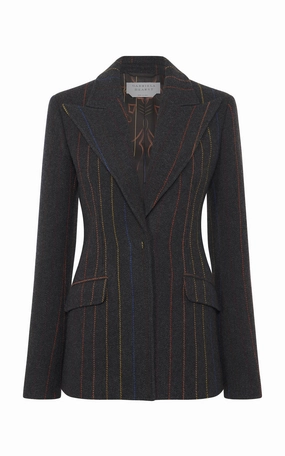 Leiva Blazer in Charcoal Multi Pinstripe Wool Cashmere Timeless Appeal