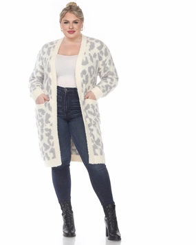 Leopard Print Open Front Sherpa Coat | Beige Modern Outdoor Gear