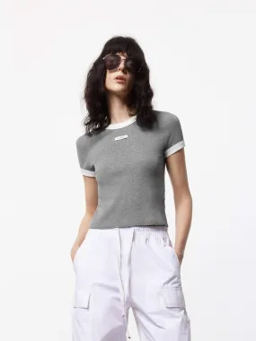 Letter Print Fitted Top Relaxed Comfort Fit