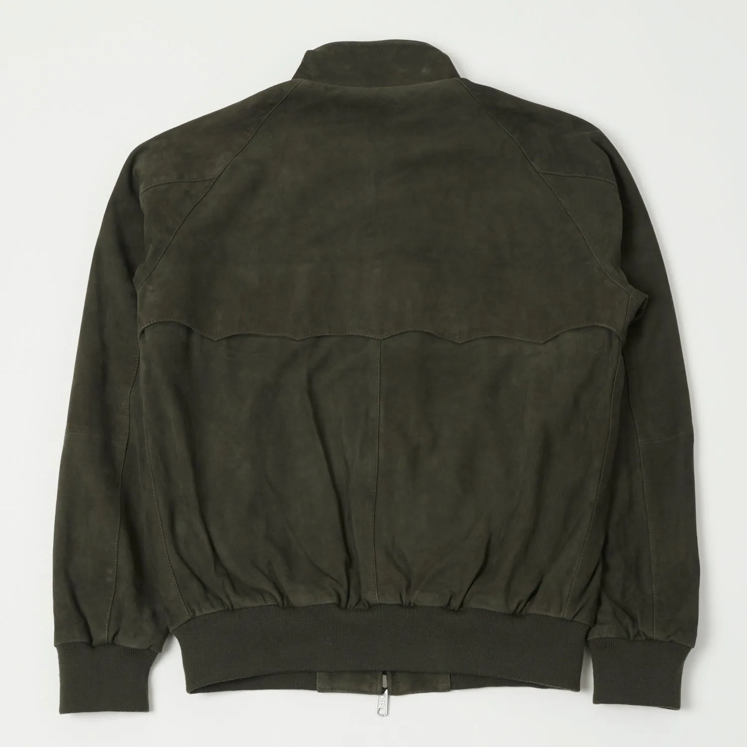 Baracuta G9 Suede Harrington Jacket - Green Recycled Material Blend Fleece Lined
