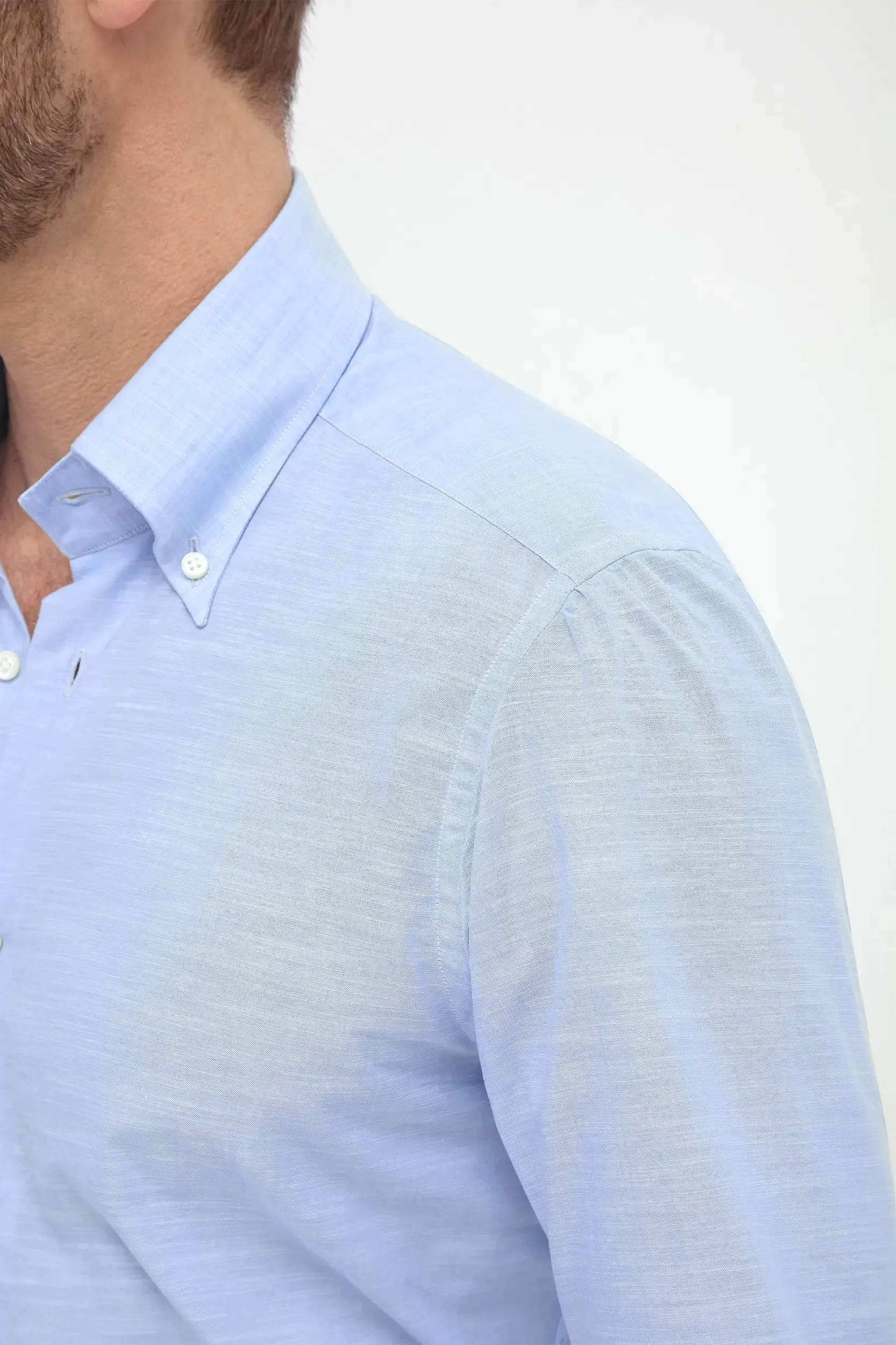 Light blue bamboo button-down shirt "Sartoriale collection" - Made In Italy Ethical production