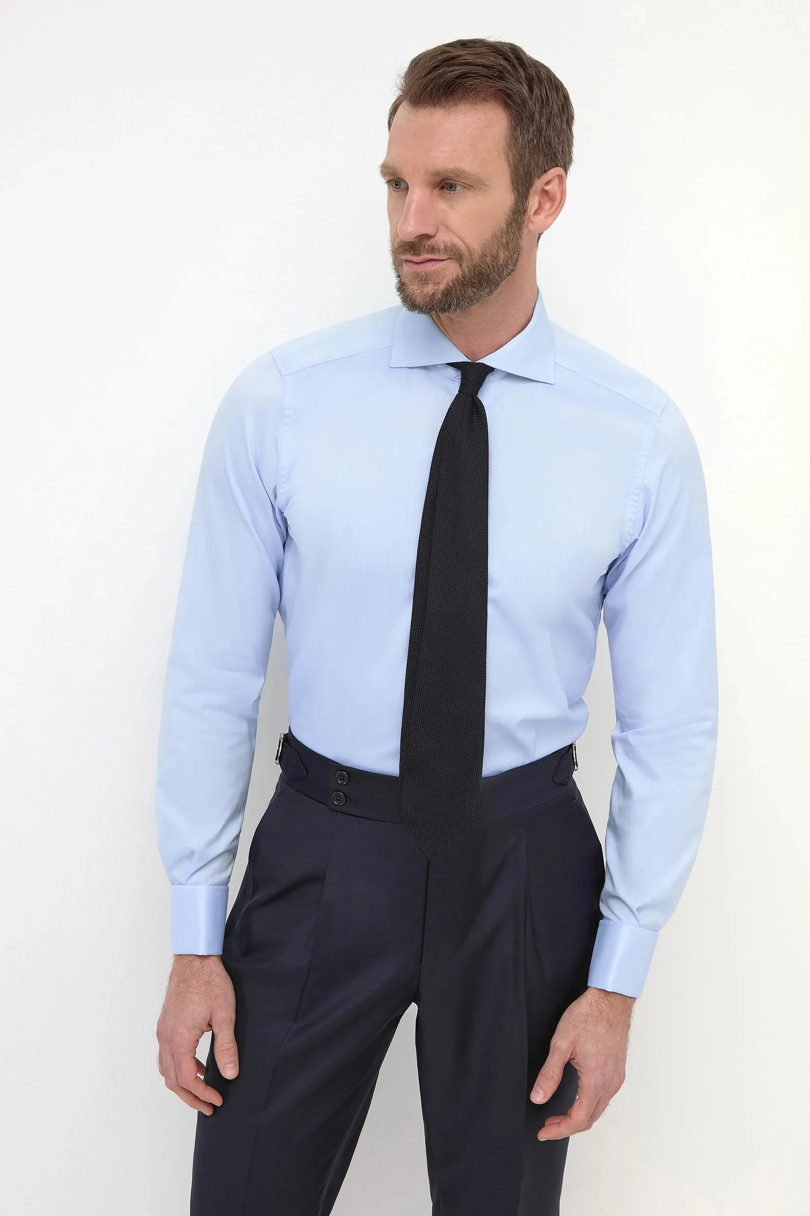 Thermoregulating Fabric Urban Fashion Light blue Shirt with double cuff - Made In Italy