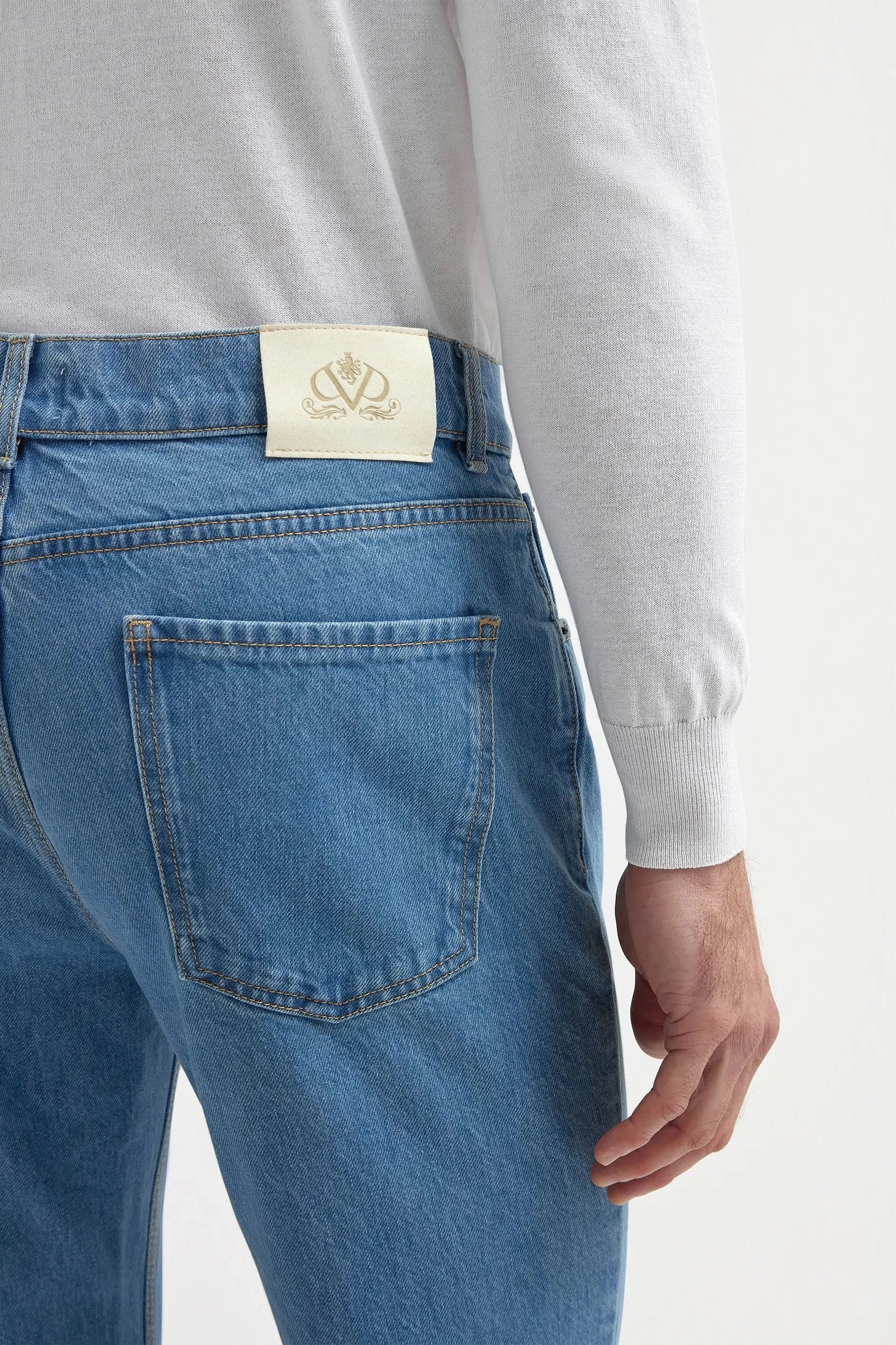 Light blue bleached jeans - Candiani cotton - Made in Italy Quick-Dry Material Perfect Movement