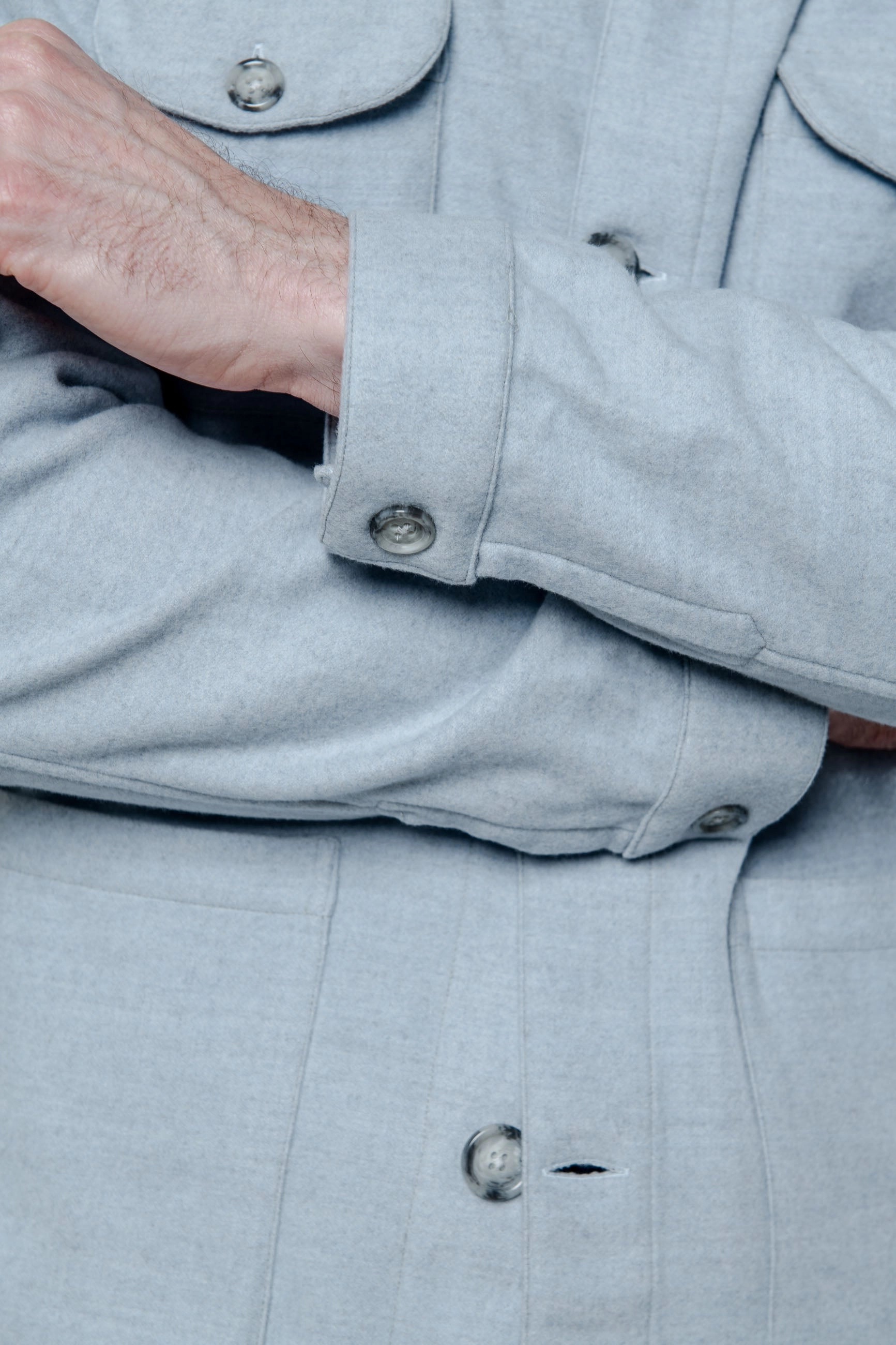 Water resistant coating Light blue Safari Jacket flannel Super 180s ?C Made in Italy