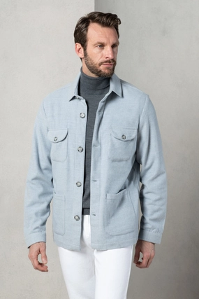 Light blue Safari Jacket flannel Super 180s ?C Made in Italy Fashionable Protection casual outing