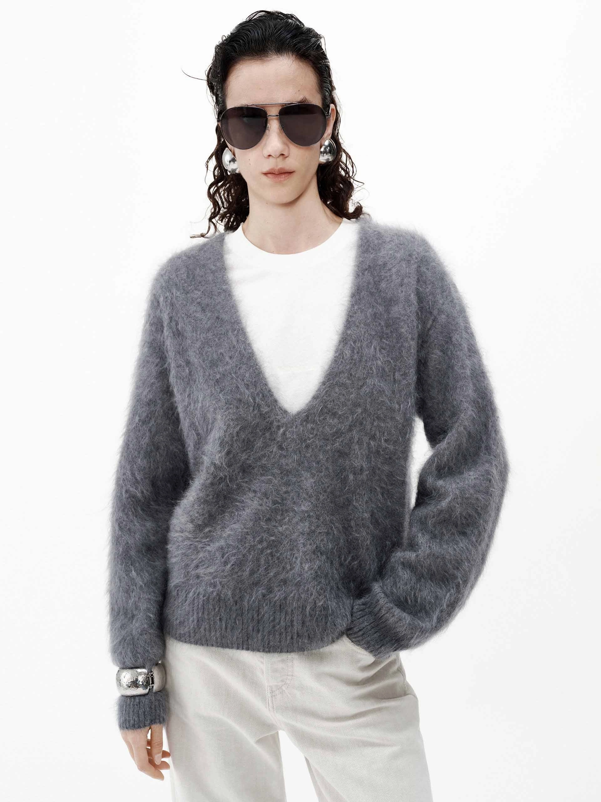 Deep V-neck Cashmere Sweater Simple Comfort