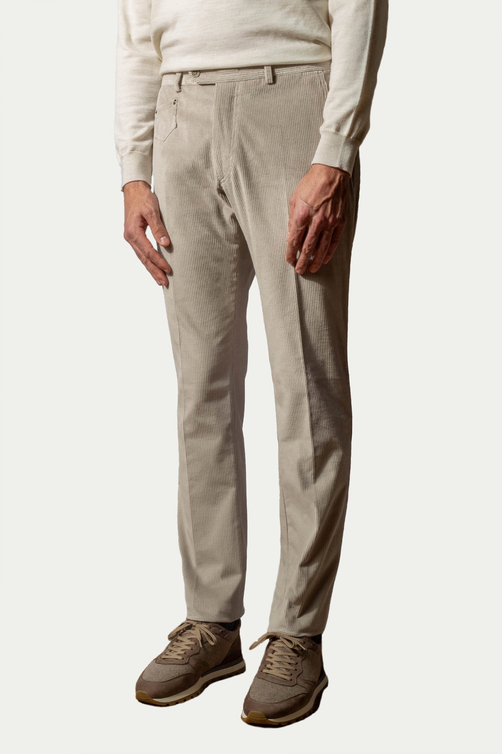 Light grey corduroy Sirmione trousers - Made in Italy Relax Fit Wear