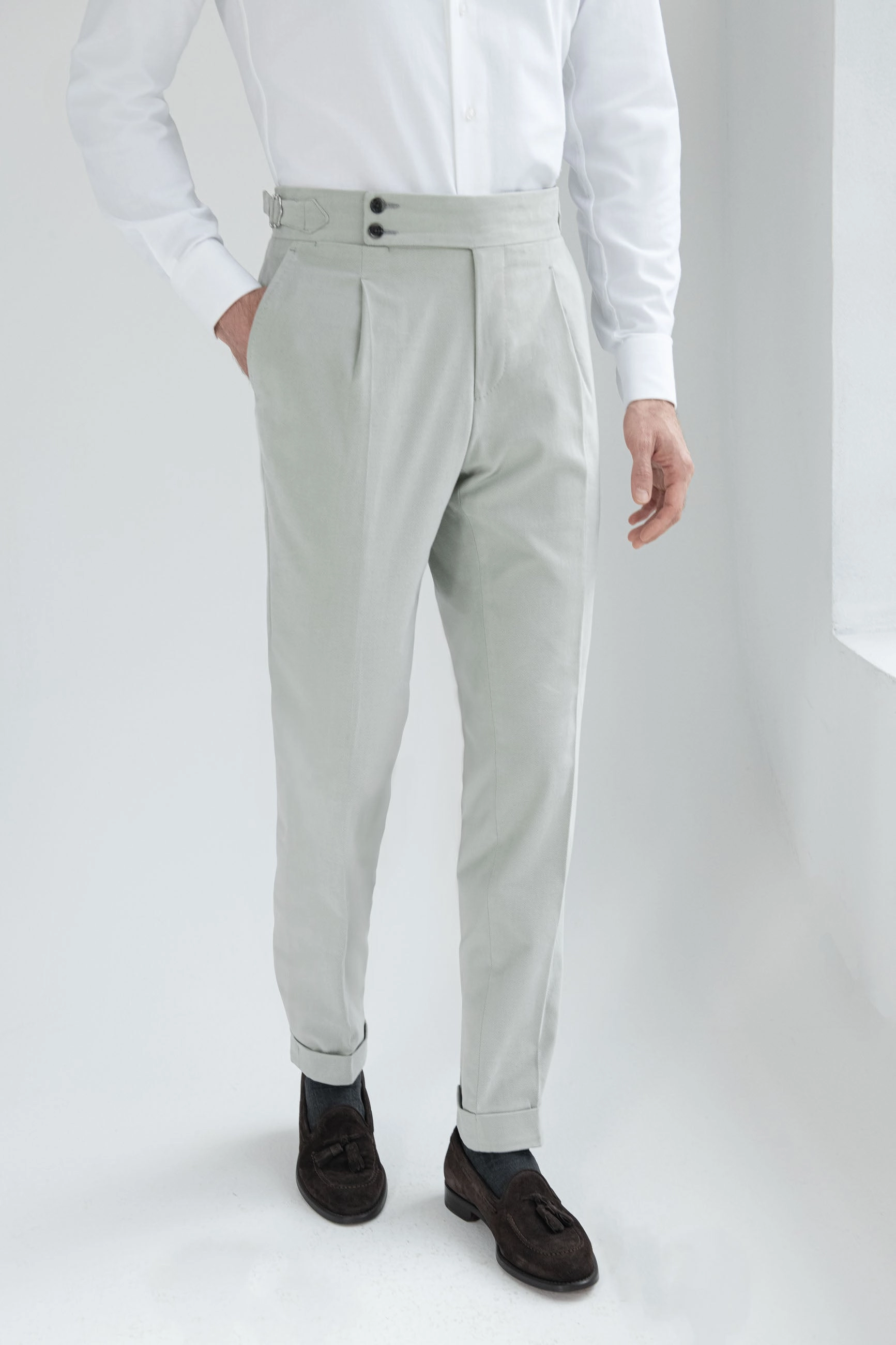 Light grey cotton Soragna trousers - Made in Italy Core Style