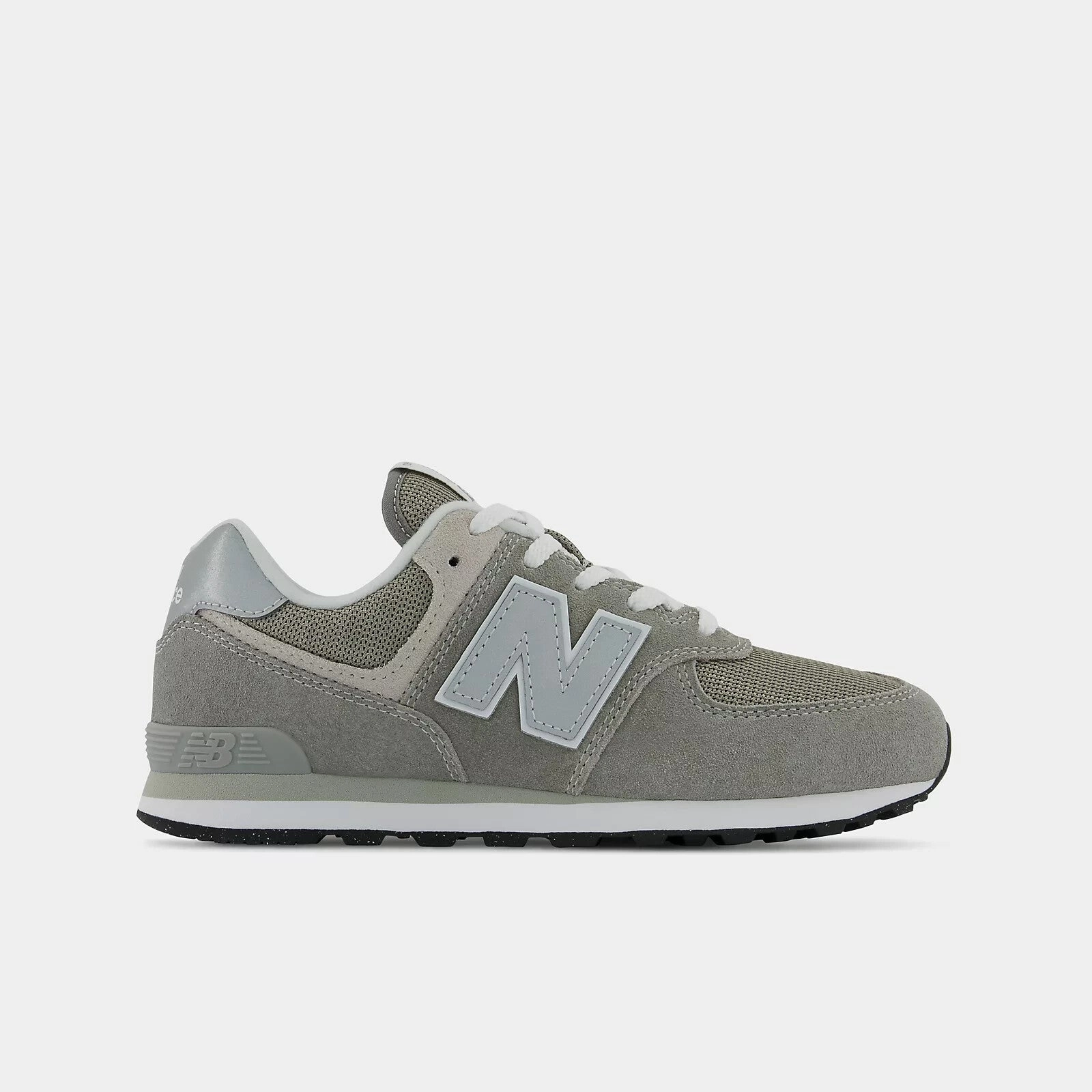 Trend Focused New Balance 574 GC574EVG Big Kids Gray White Leather Lifestyle Shoes FD969