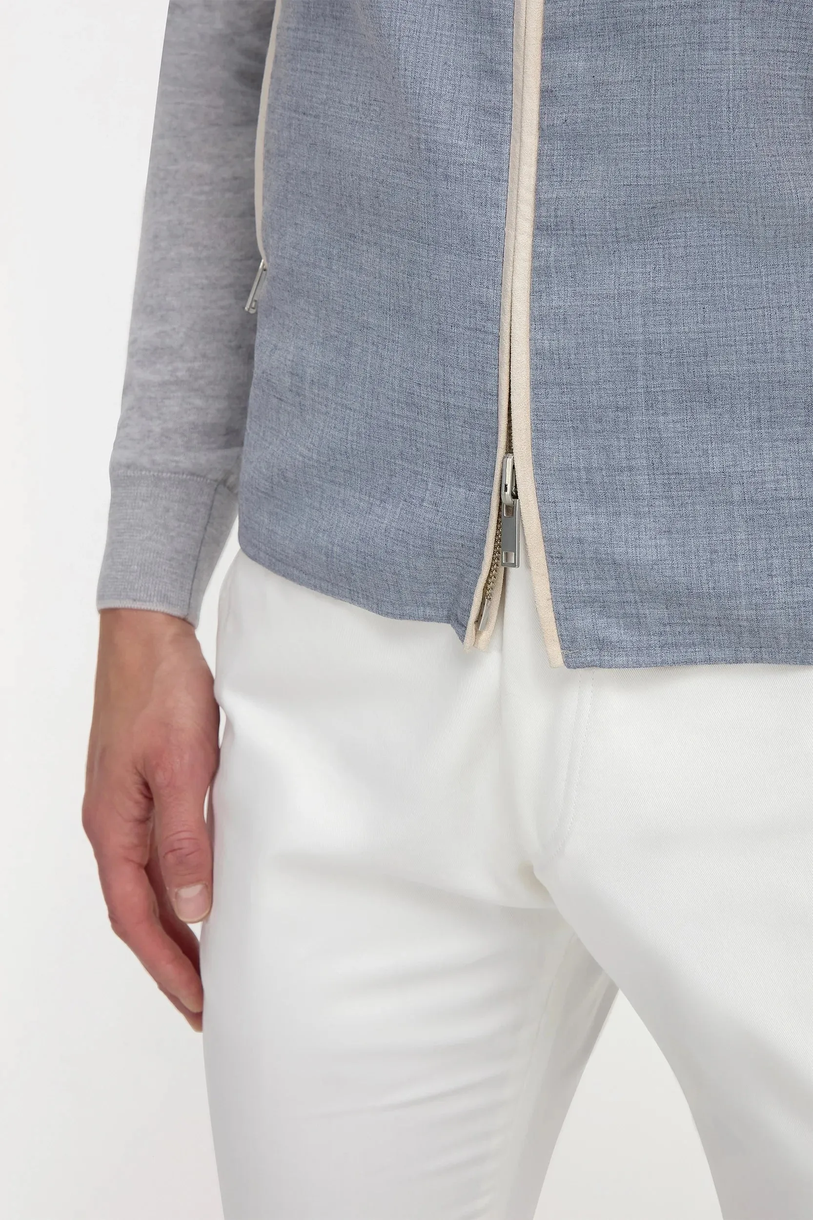 Dusty blue reversible vest - Made in Italy No Collar