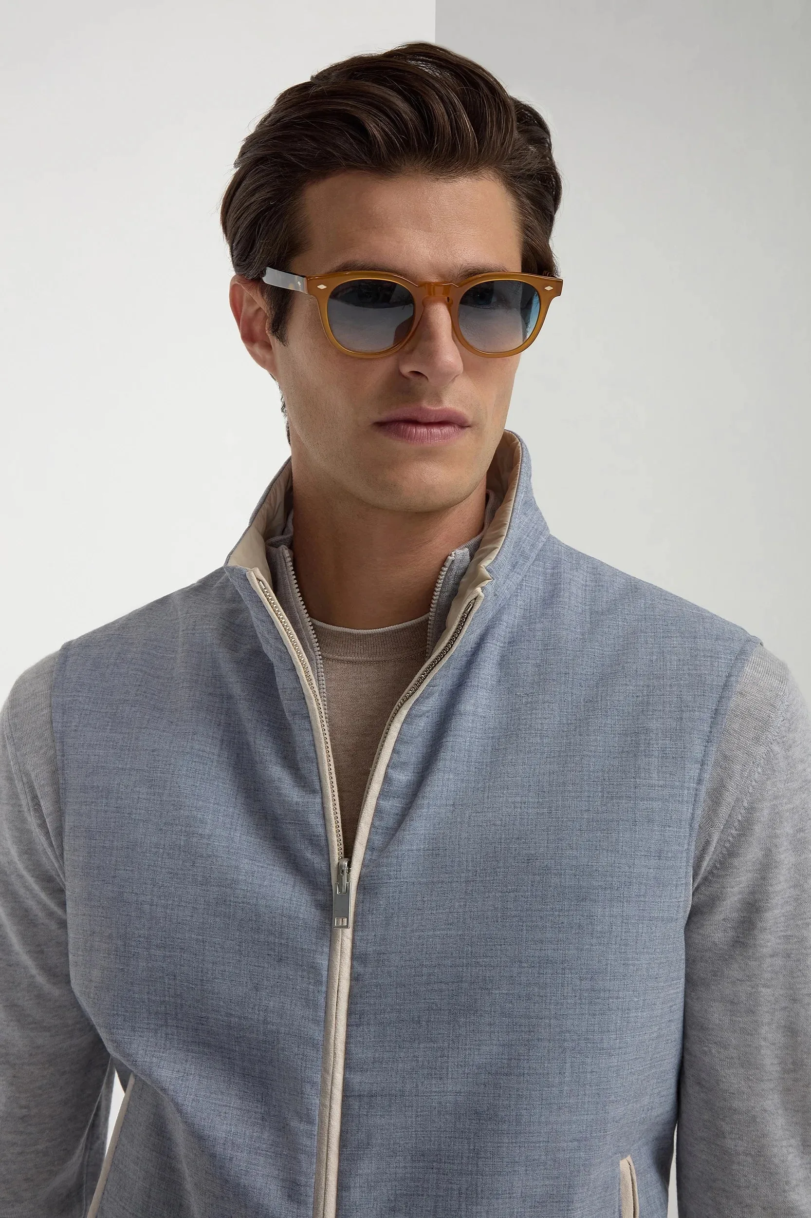 Dusty blue reversible vest - Made in Italy Flexible Fit Wear