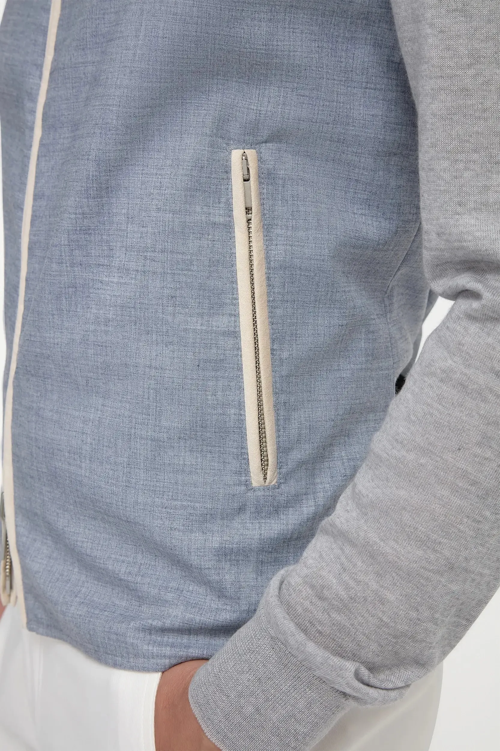 All Season Versatility HighCollarDesign Dusty blue reversible vest - Made in Italy