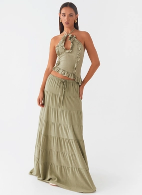 Lively Patterns Mariella Linen Maxi Skirt - Sage