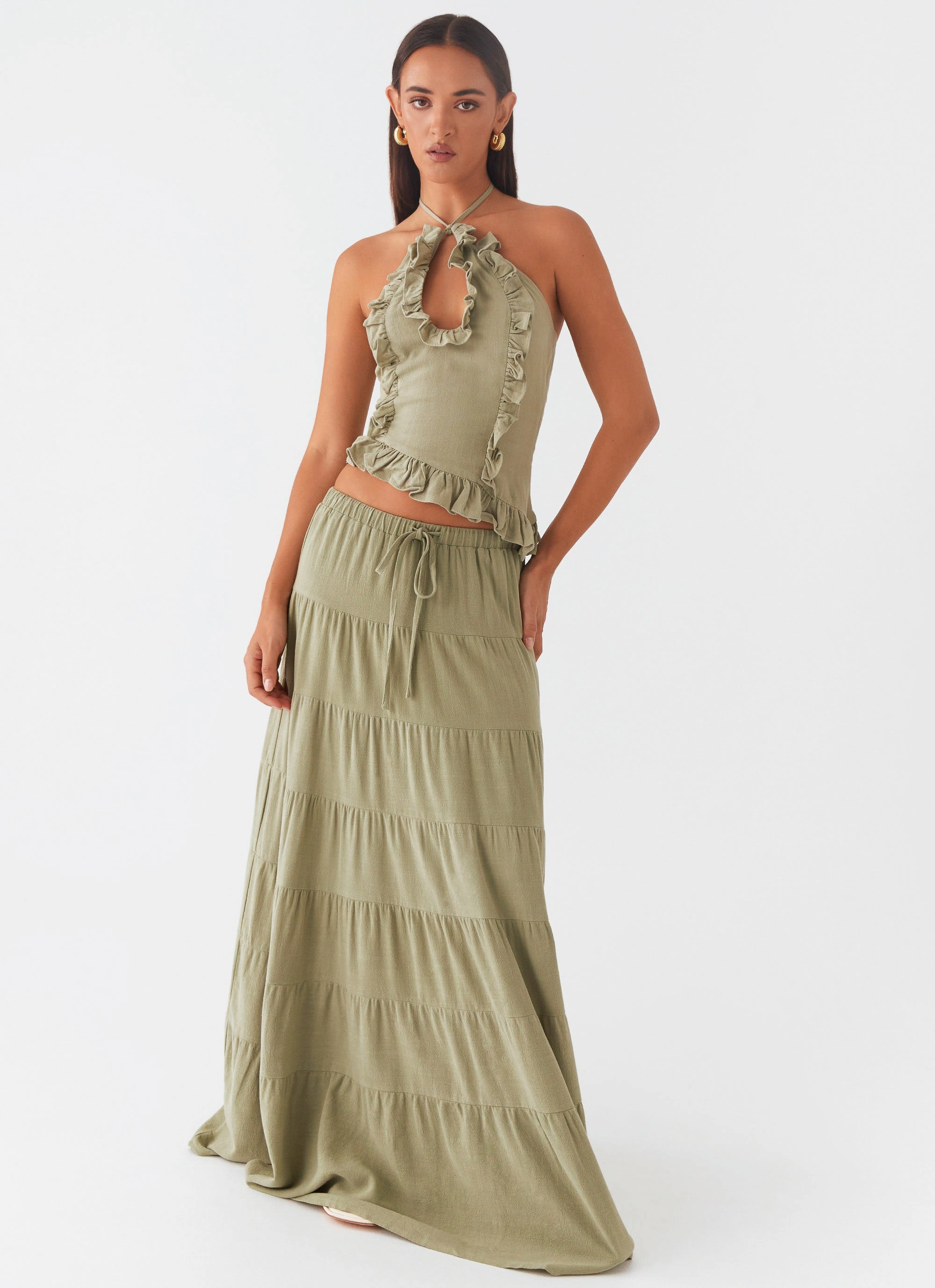 Lively Patterns Mariella Linen Maxi Skirt - Sage
