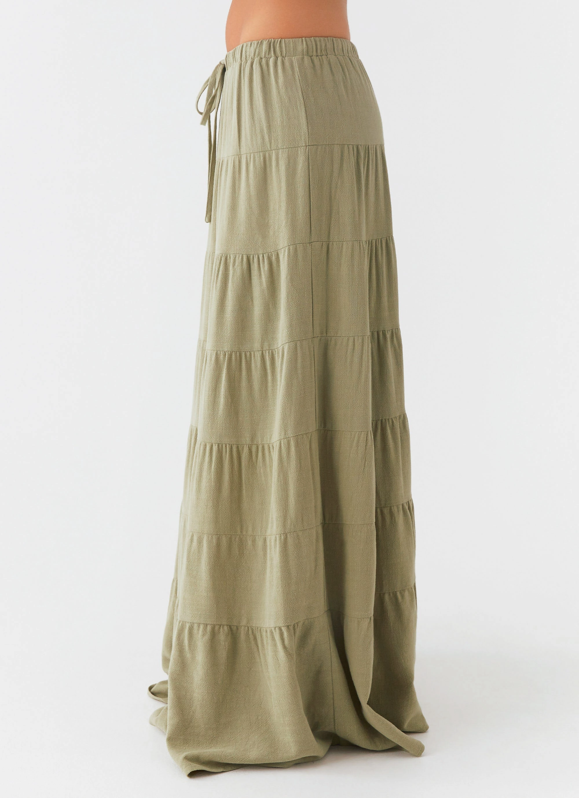 Mariella Linen Maxi Skirt - Sage Neon-Brights Contoured Fit Engineering