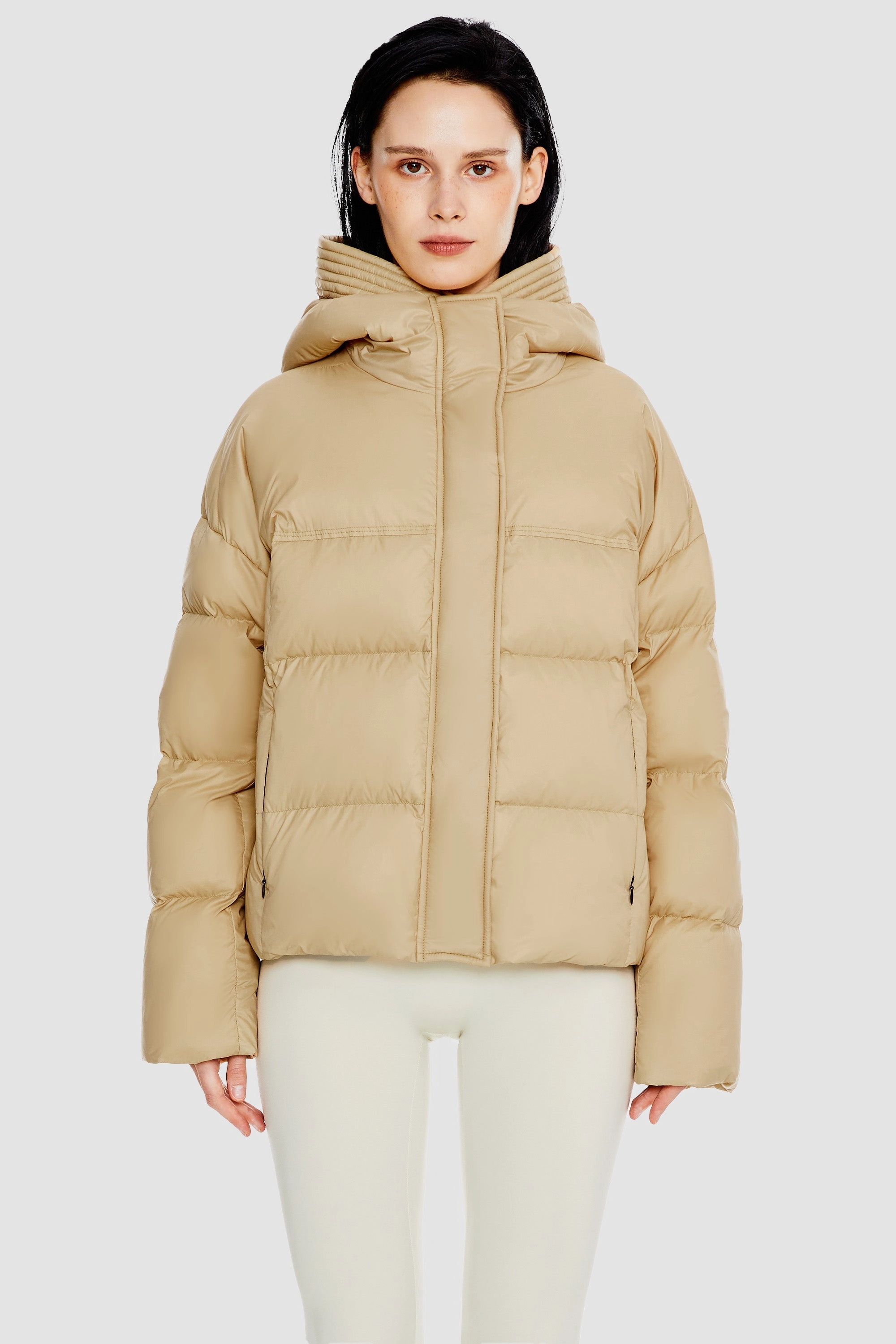 Light Reflective Zippers Lightweight Cropped Down Coat
