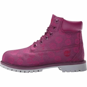 Flexible Ankle Support EasyToClean Timberland 6 Inch Classic Boot Magenta Floral  TB-0A174B-524 Grade-School