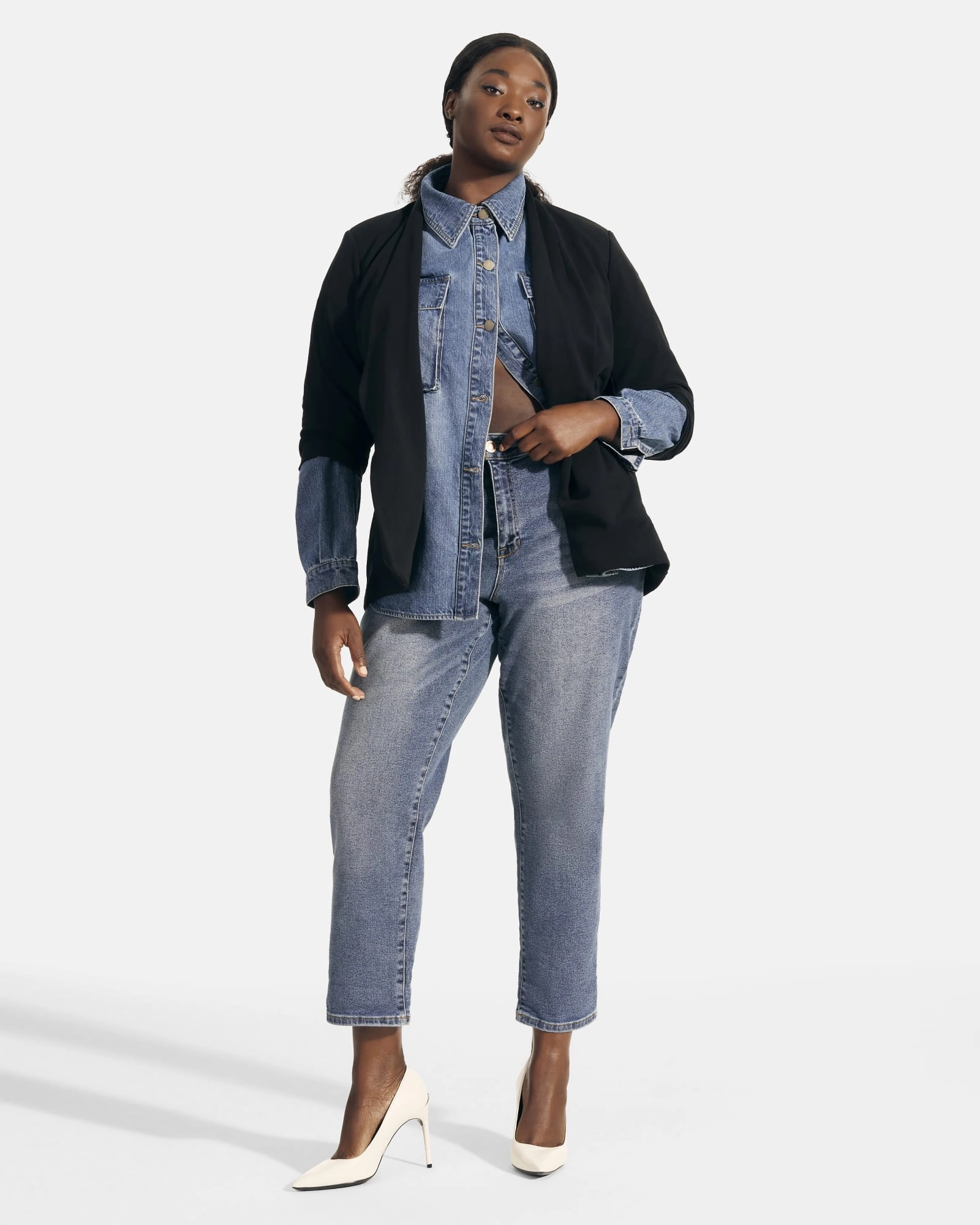 packable Plus Size Danica Denim Chore Jacket | Dark Wash
