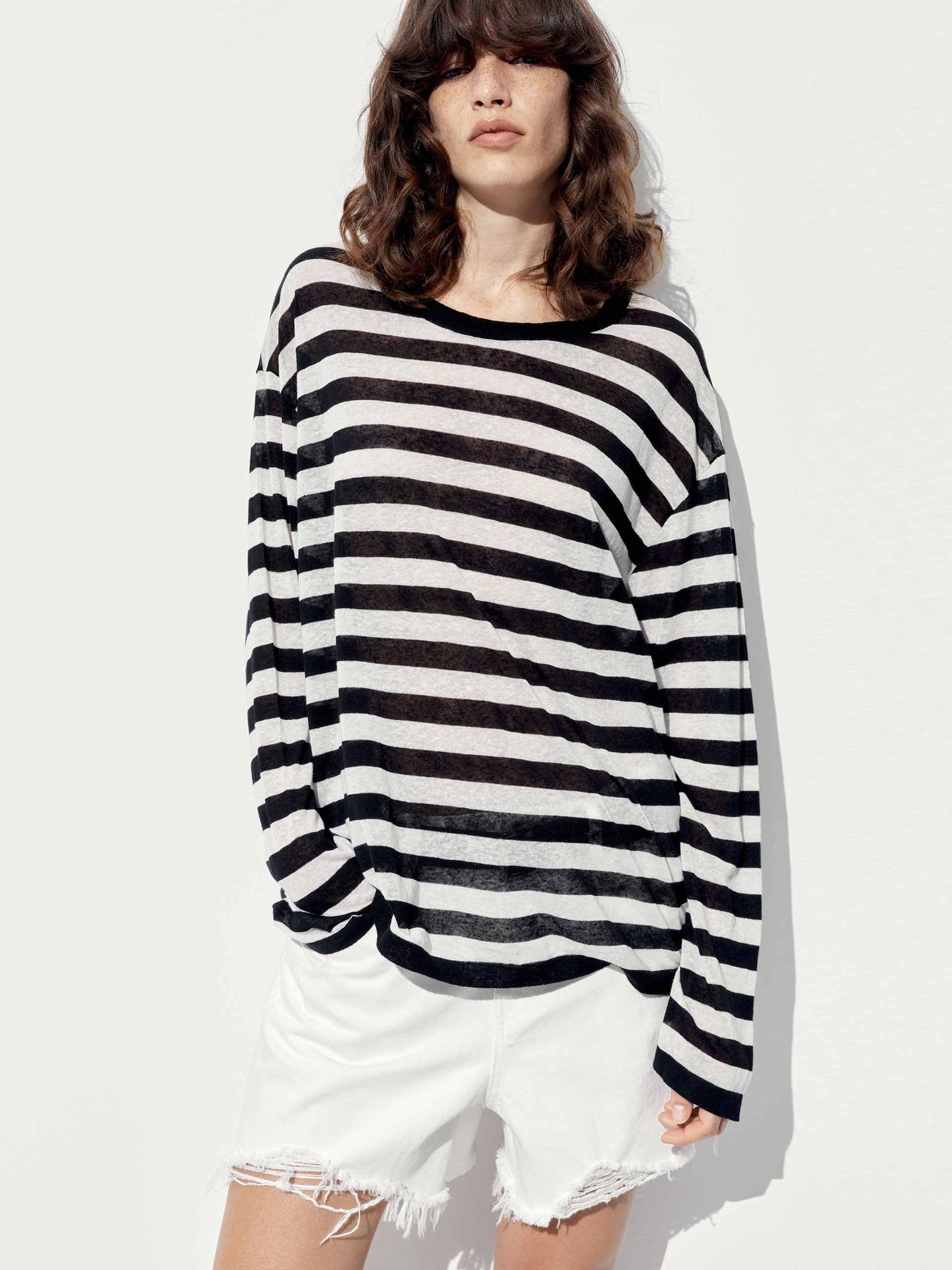Performance Flex Linen Blend Striped Sweater