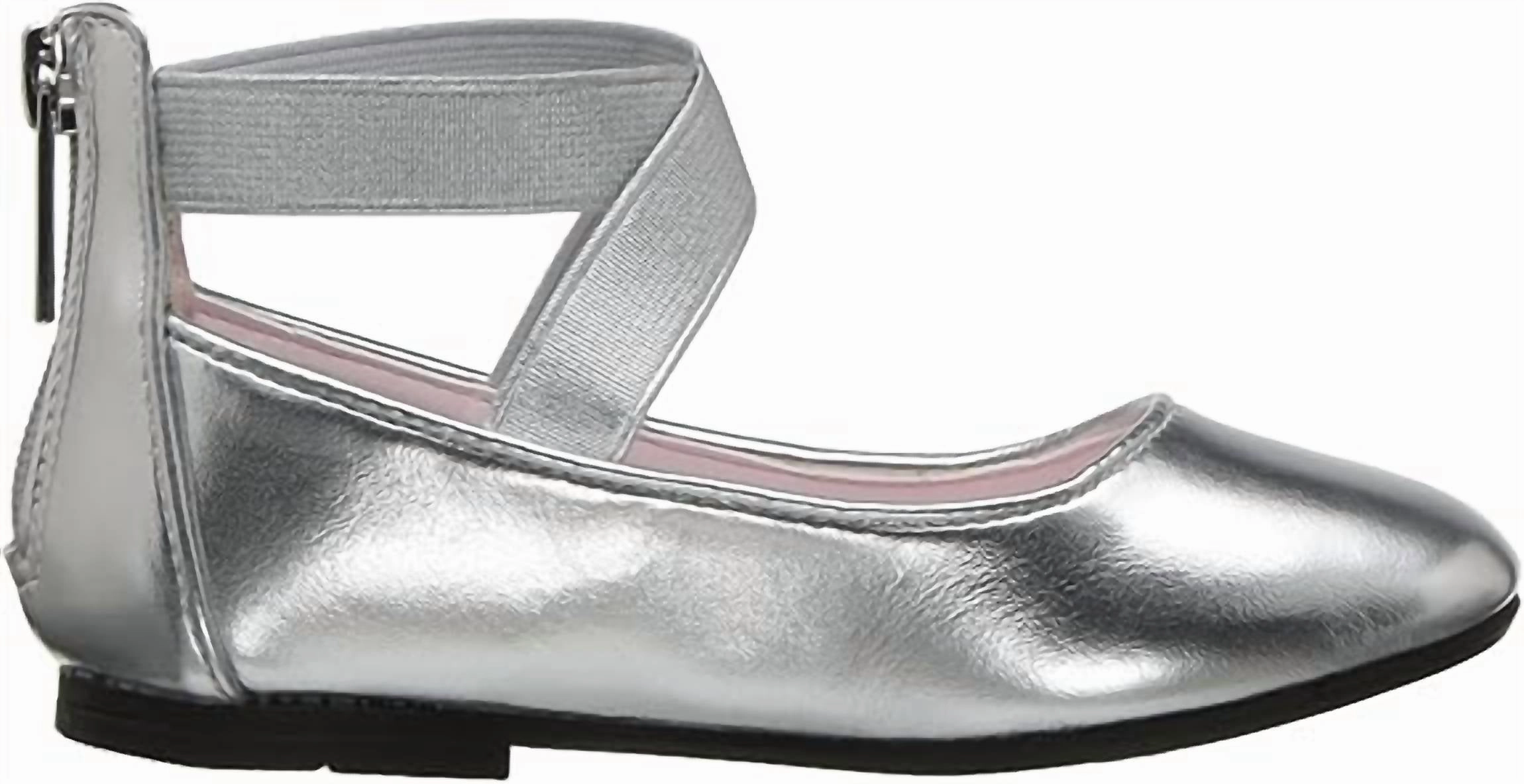 Little Girl's Marissa Sandals In Silver Low Profile Silhouette Travel-ready Footwear