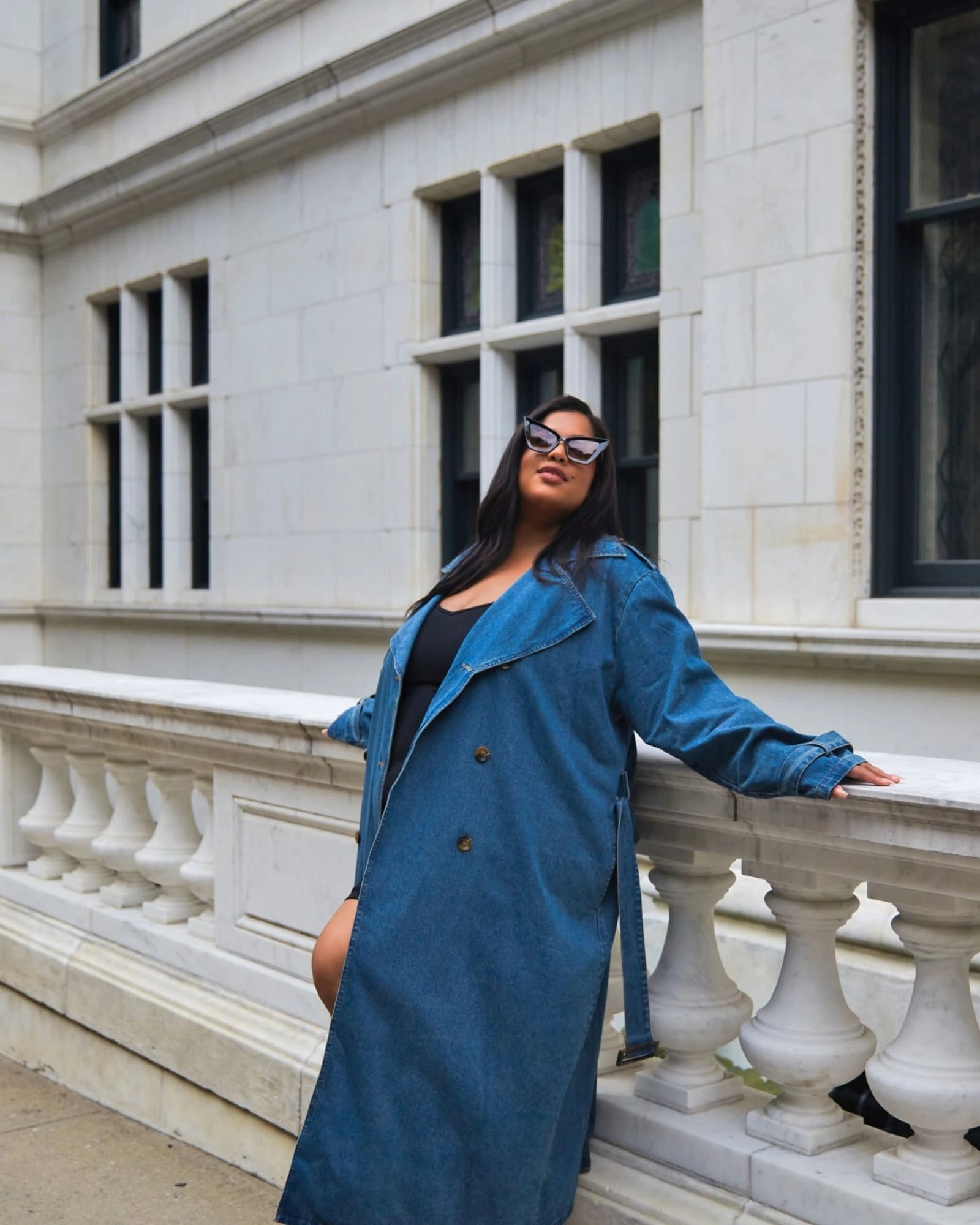 Livie Denim Longline Trench Coat - Medium Blue | Blue Legacy