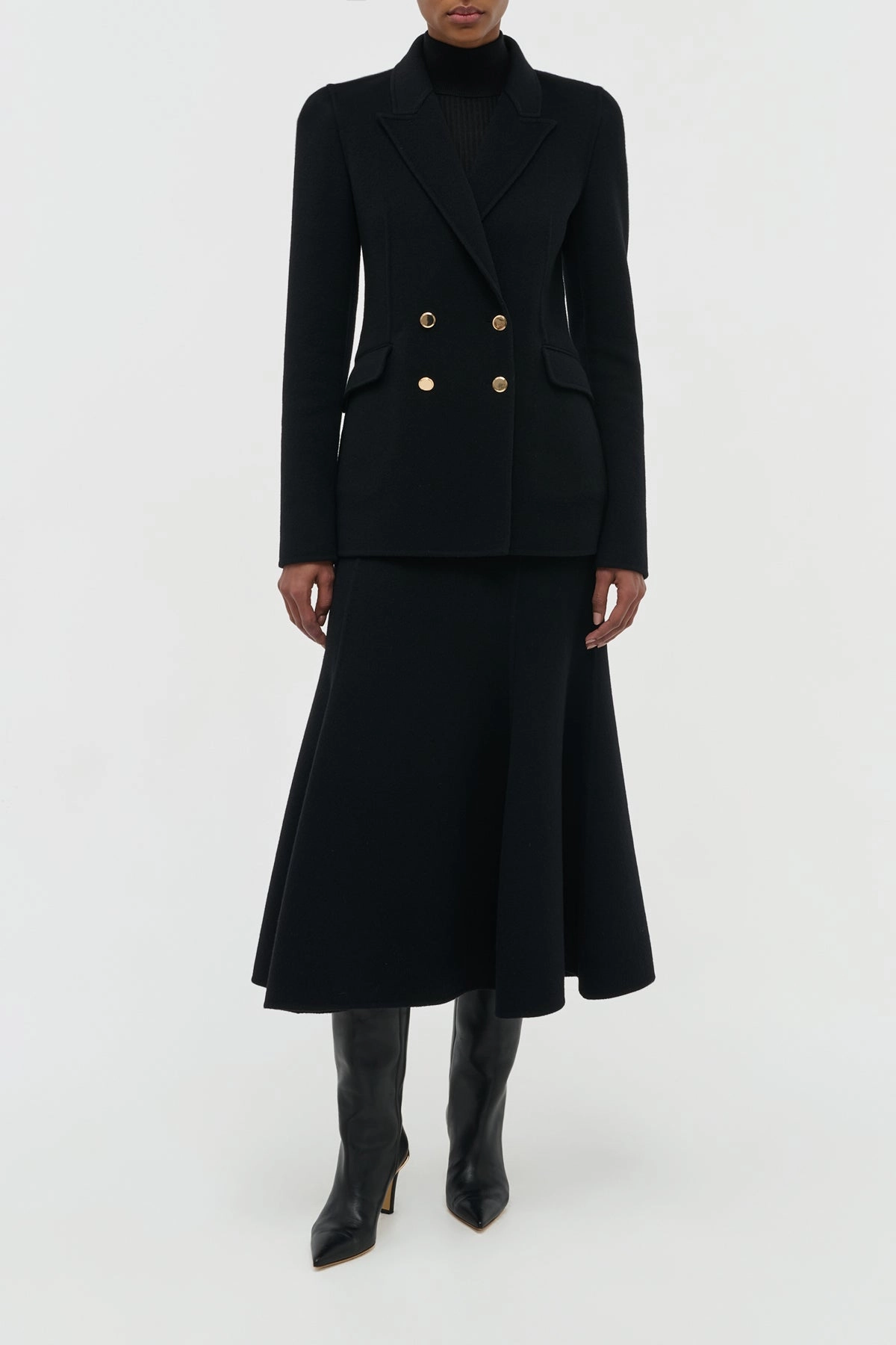 Timeless Professional Wear Flattering Silhouette Lloyd Blazer in Black Double-Face Recycled Cashmere