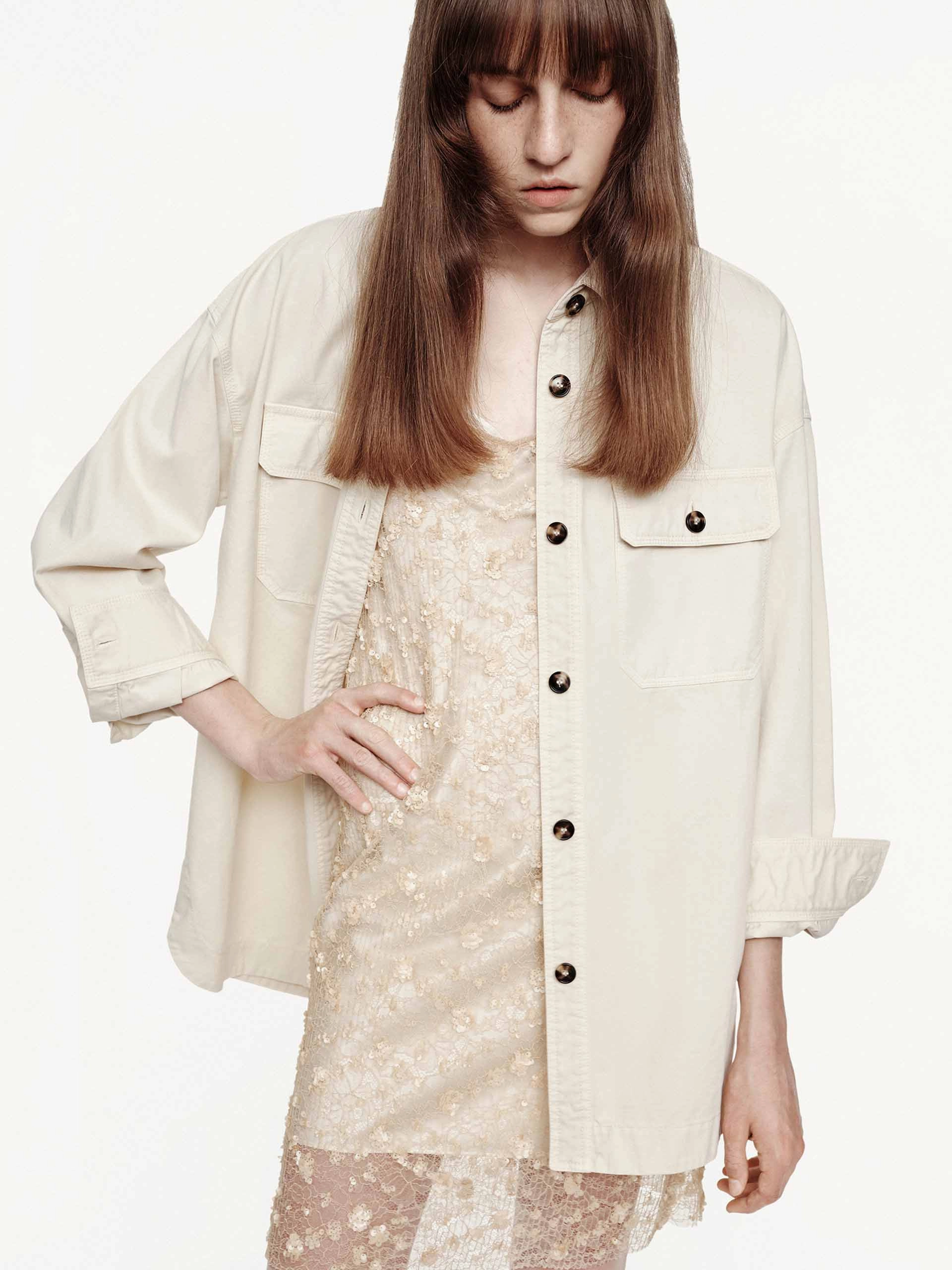 Long Sleeves Cotton Jacket Extended Coverage