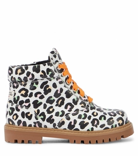retro look Dynamic Use Sophia Webster Tia Combat Boots Girls Kids 13 Multi Leopard Print Leather KHD705