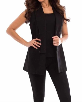 Long Zipper Vest in Black/Silver | Black/Silver Period Weather Resistant Coating