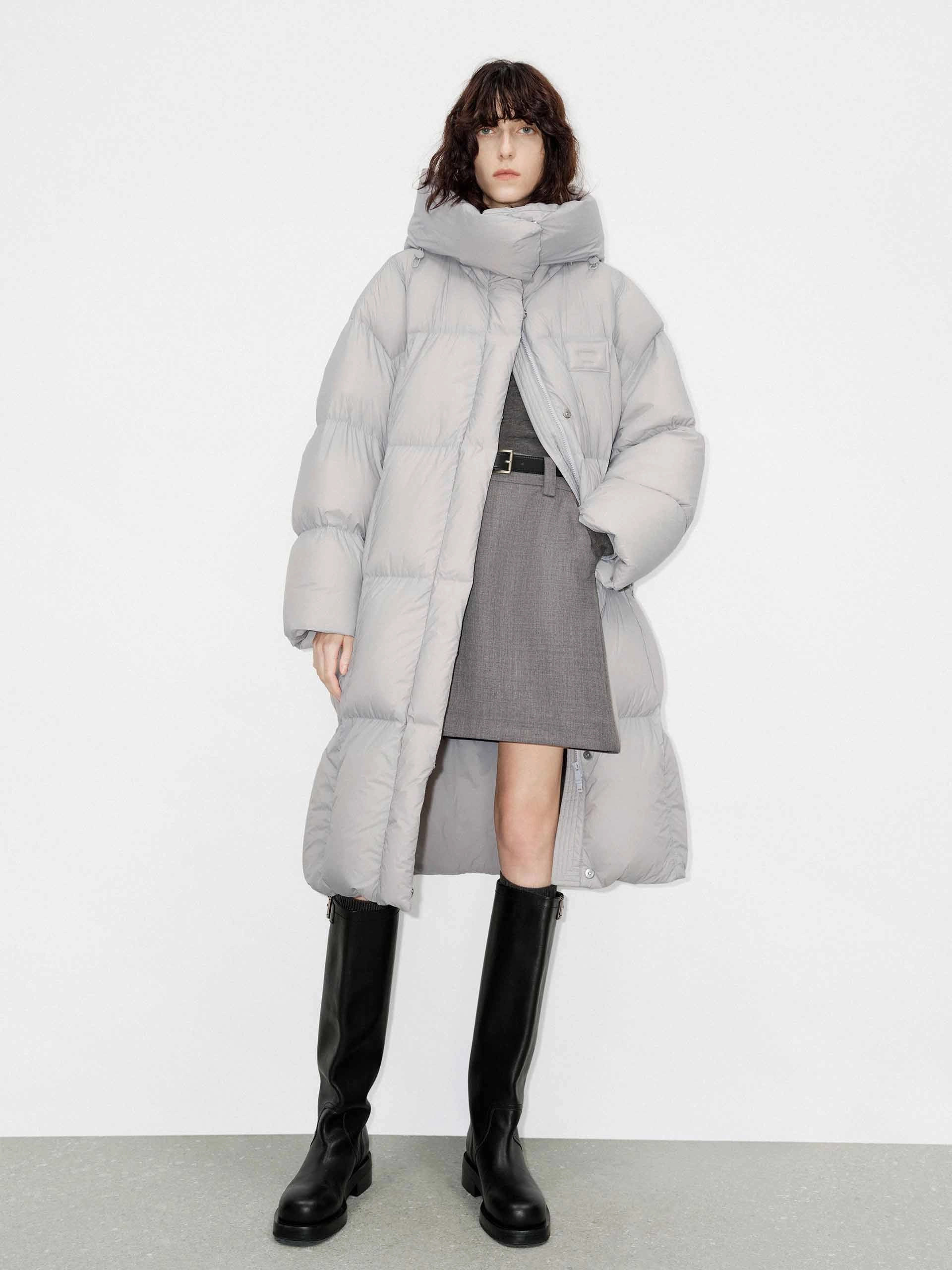 Longline Hooded Down Coat Abrasion Proof Shoulders