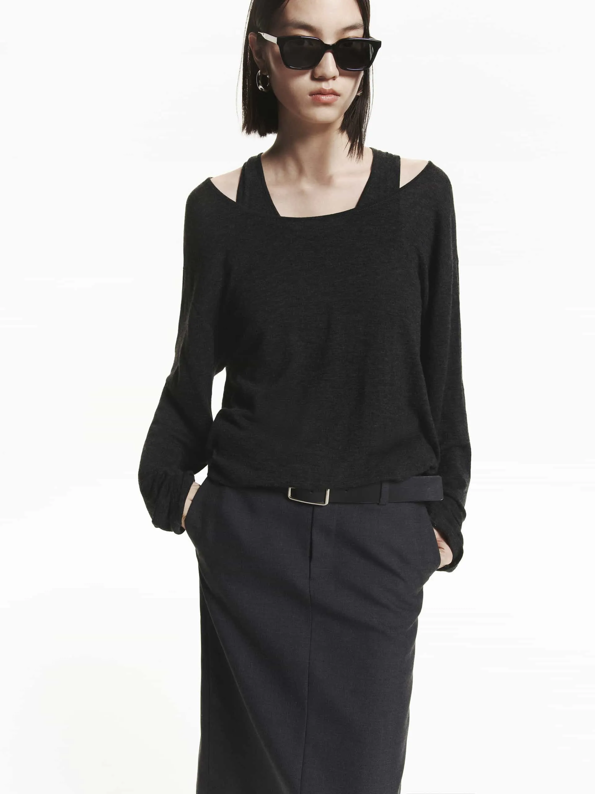 Stylish Everyday Wear Trendy Layering Loose Wool Sweater with Tank