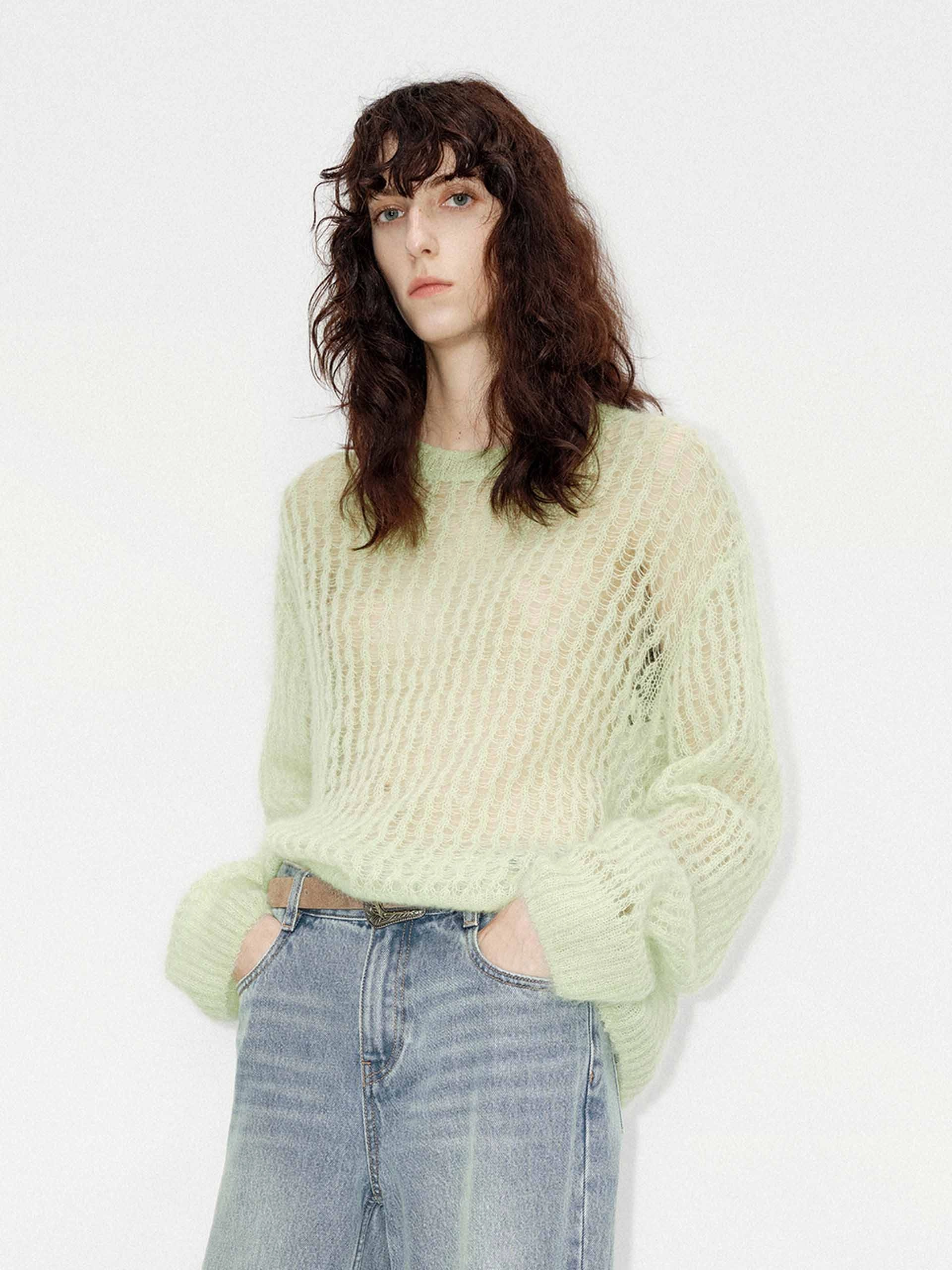 Loose Crochet Knit Sweater Winter Cozy Eco Conscious Processing