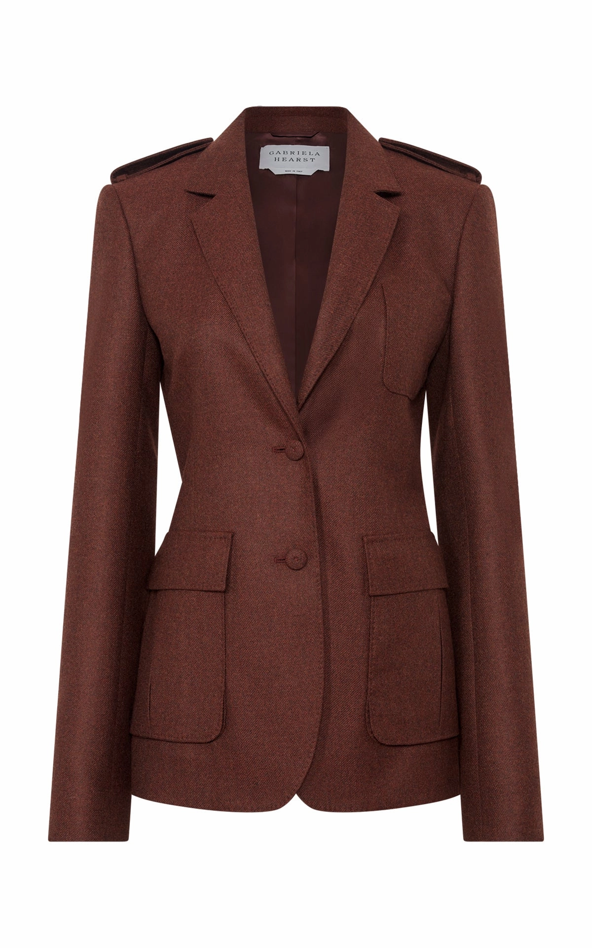 Louisa Blazer in Burnt Sienna Wool Cashmere Flannel Refined Tailored Fit Soft Comfort