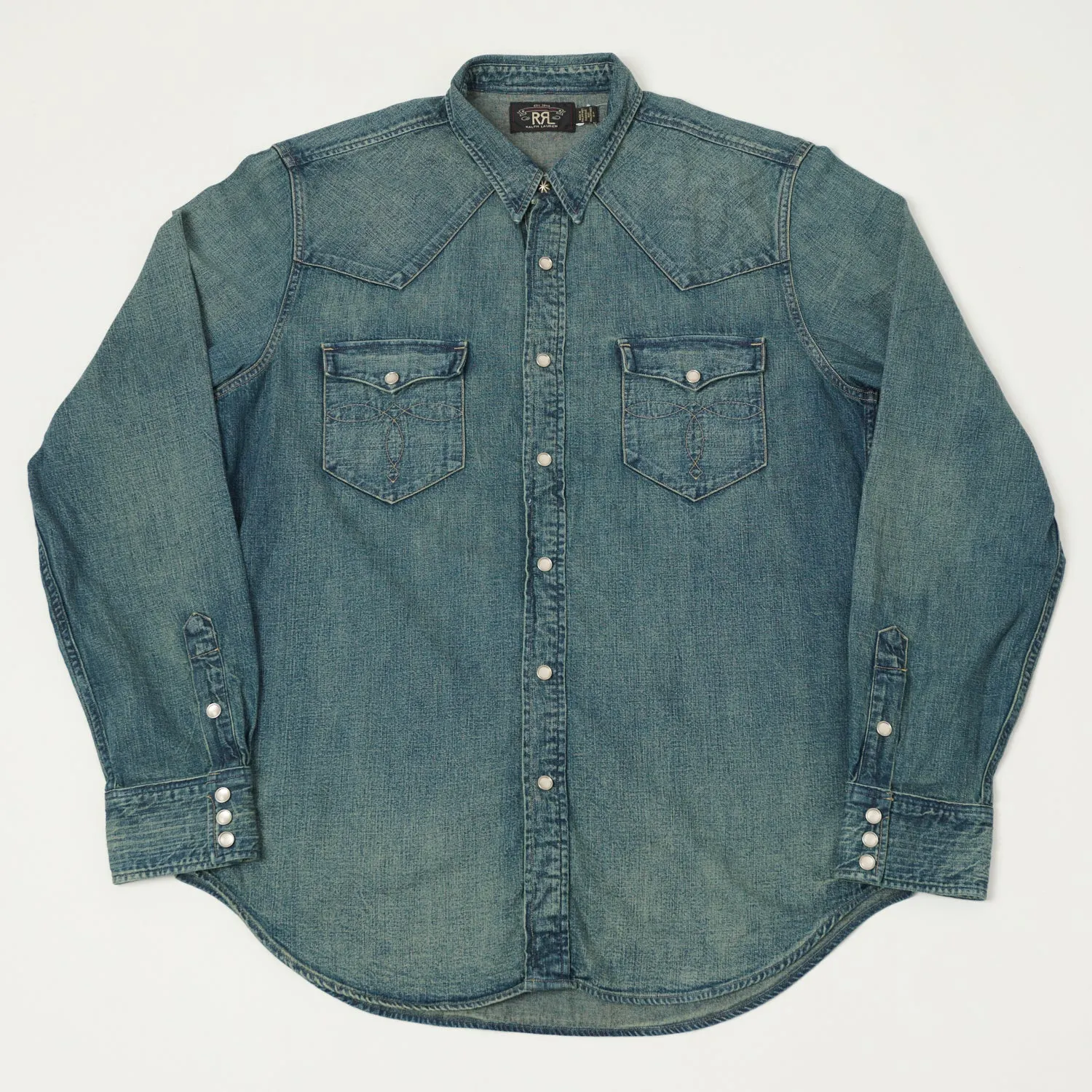Fashion Layer RRL Slim Fit Denim Western Shirt - Dark Wash