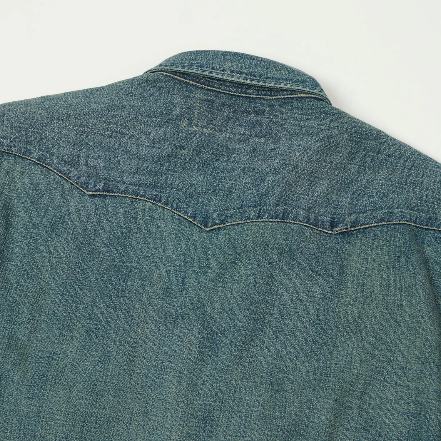 RRL Slim Fit Denim Western Shirt - Dark Wash Interview Ready Sustainable Manufacturing Process