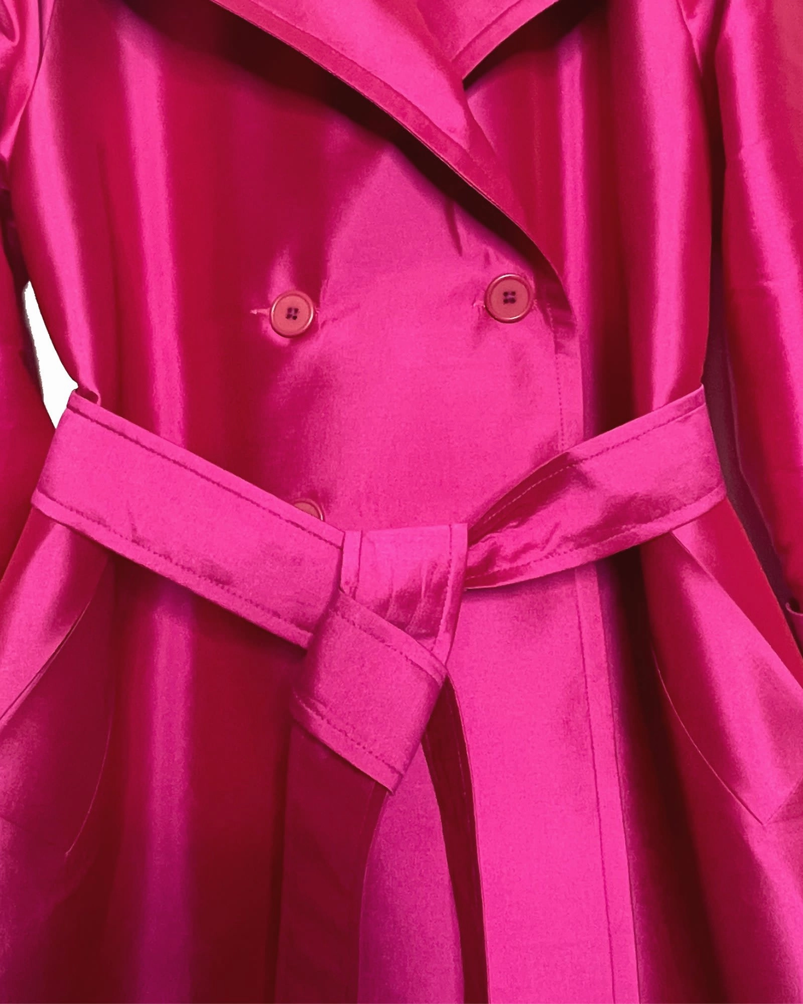 Modern Classic Hot Pink Taffeta Trench | Hot Pink Breathable fabric