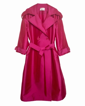 Adore Modern Classic Hot Pink Taffeta Trench | Hot Pink