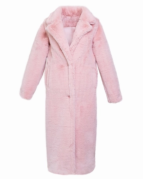 Pink Long Faux Fur Teddy Coat | Pink city dwellers