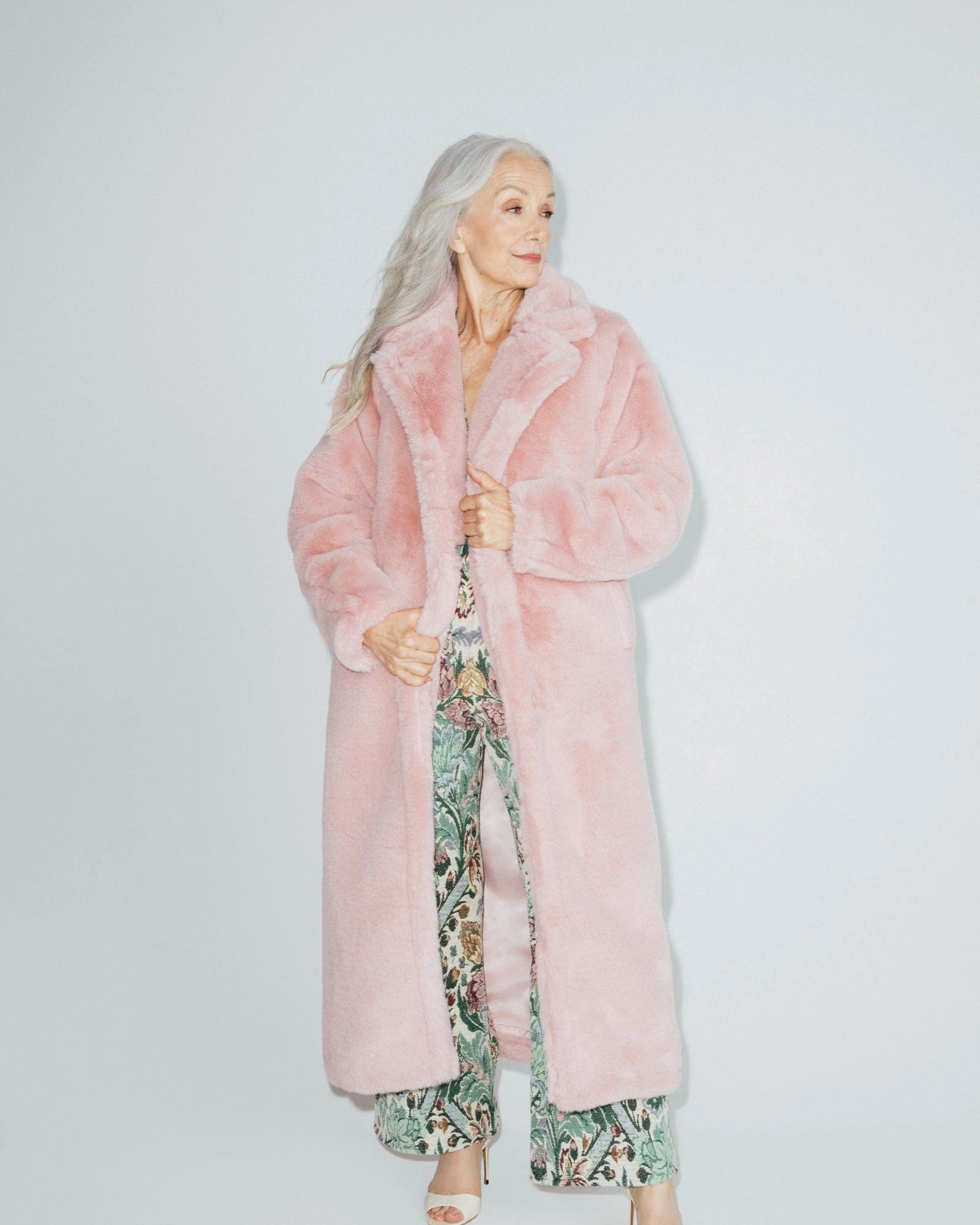 Button Closure Street Smart Pink Long Faux Fur Teddy Coat | Pink