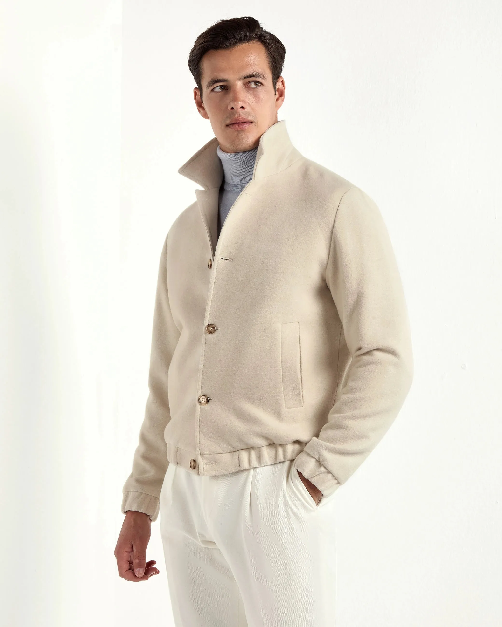 Off-white bomber jacket - Made in Italy Designer Inspired