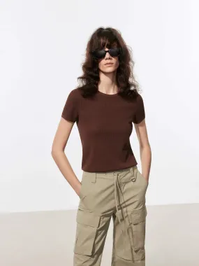 Crew Neck Knitted Top Casual Essentials Cozy Flex Wear