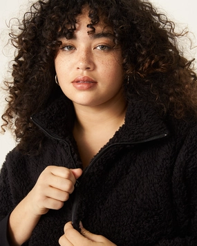 complementary item Day To Night Lydia Teddy Fleece Zippered Pullover | Black